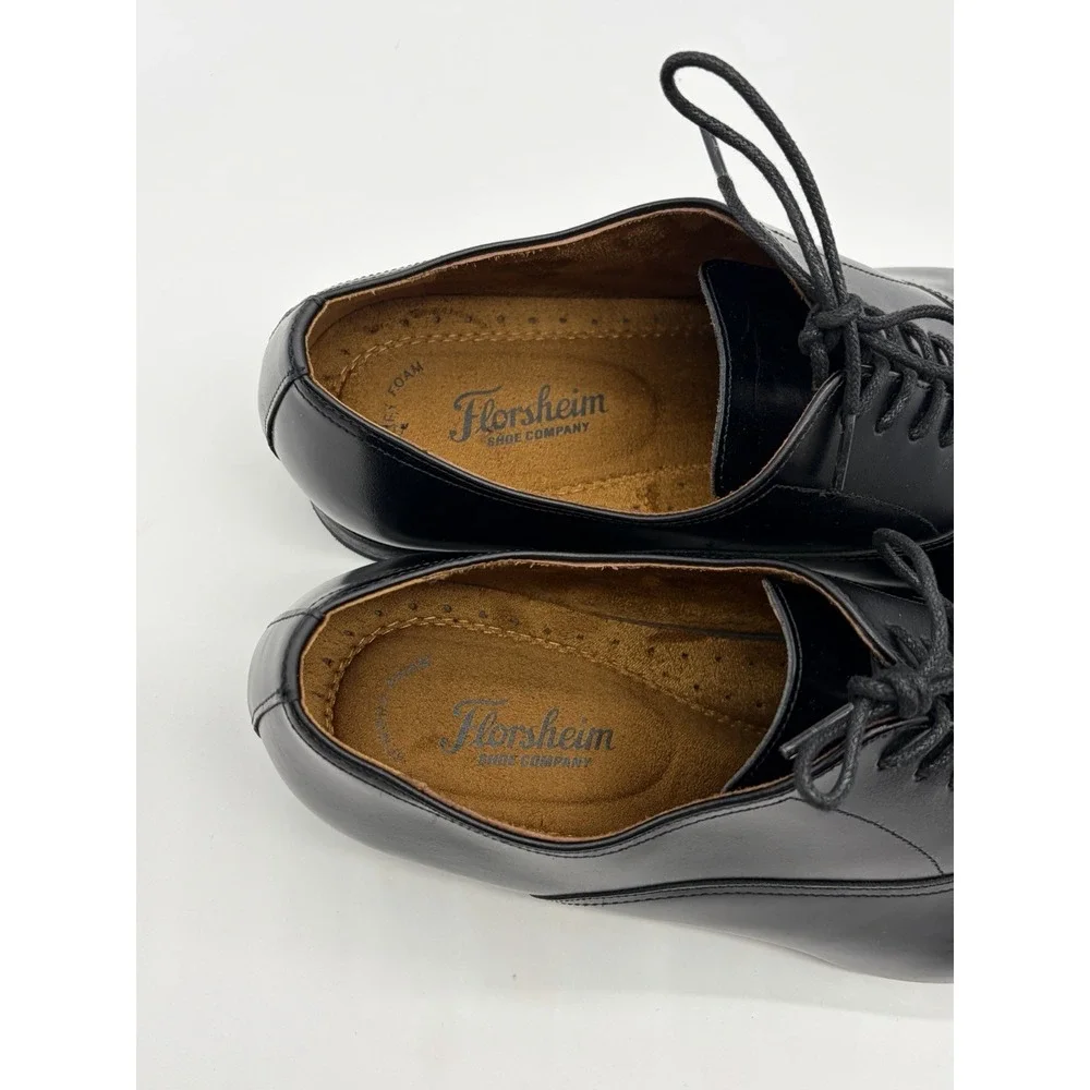 Florsheim Leather Dress Shoes Men's 13- 3E Black Cap Toe Oxford Memory Foam